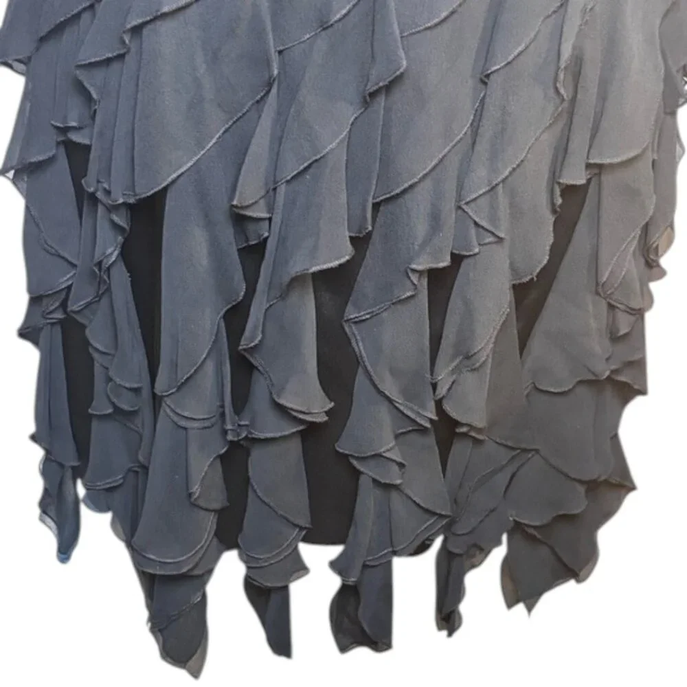Laundry by Shelli Segal 100% Silk Black Cocktail Dress Carwash Hem Size 2 - Picture 6 of 8